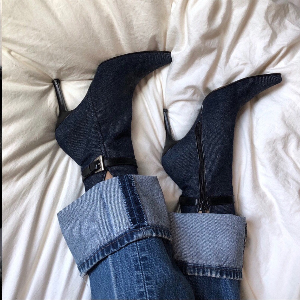 Stuart Weitzman Denim Heeled Booties